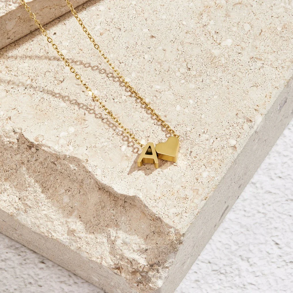 Forever Love & Letter Gold Necklace - Image 3