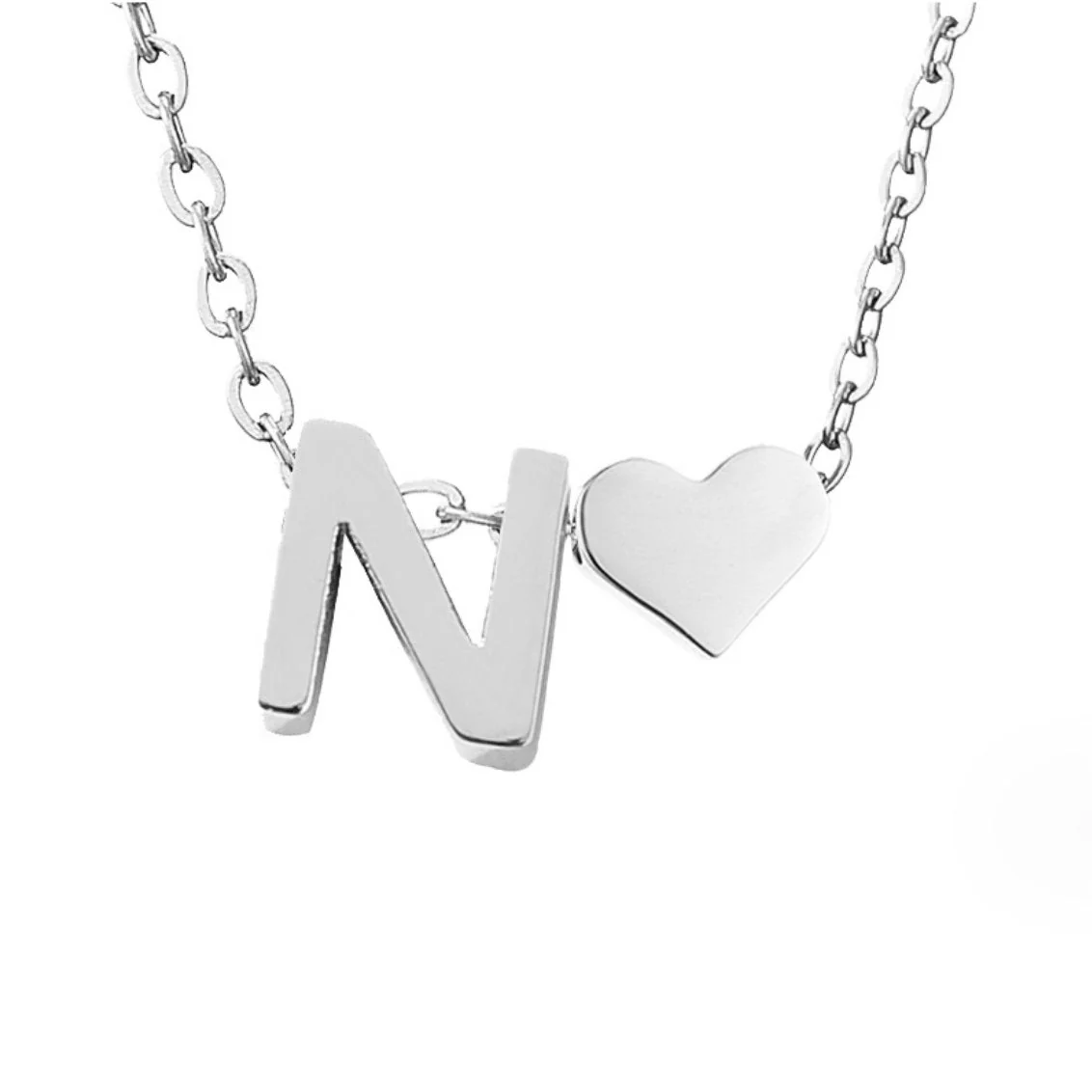 Forever Love & Letter Silver Necklace - Image 19