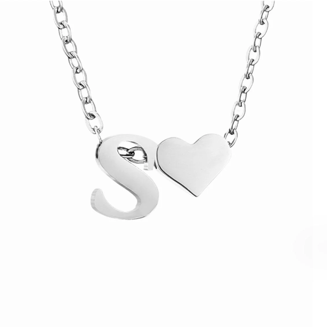 Forever Love & Letter Silver Necklace - Image 24