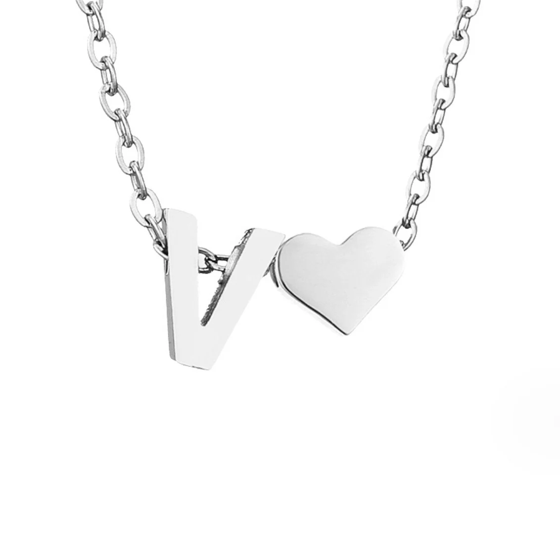 Forever Love & Letter Silver Necklace - Image 27