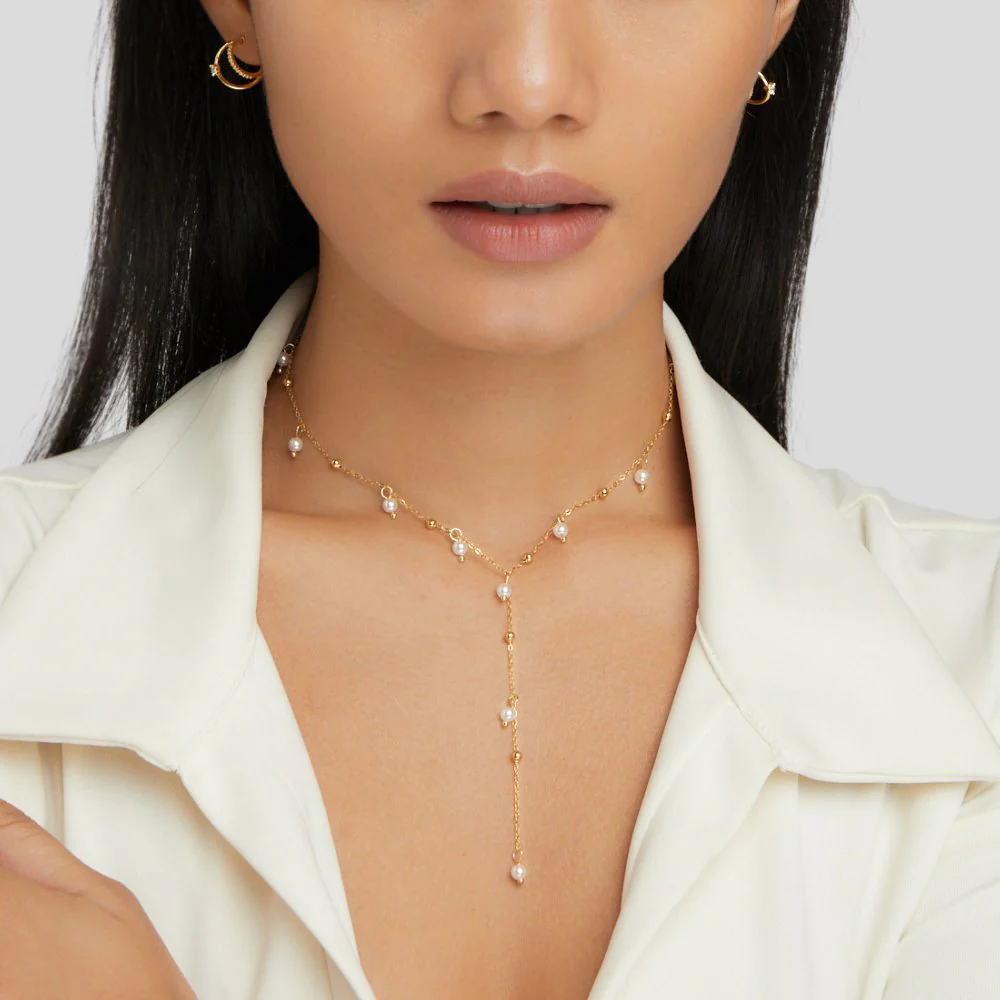 Lariat Pearl Drop Necklace - Image 6