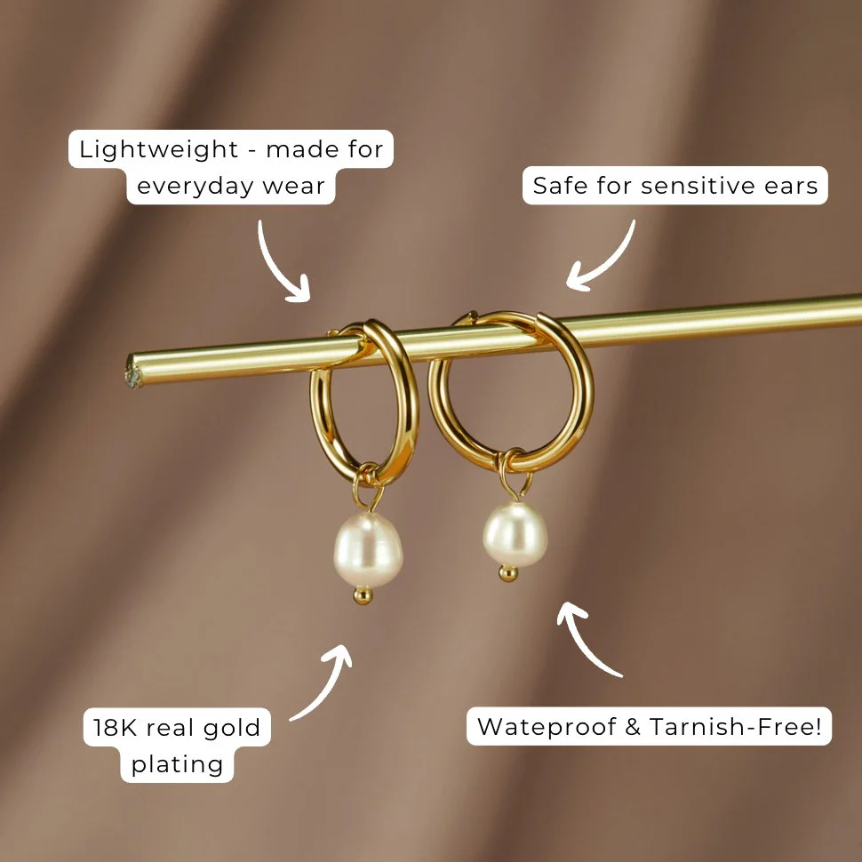 Freshwater Pearl Bella Hoop Earrings - Image 10