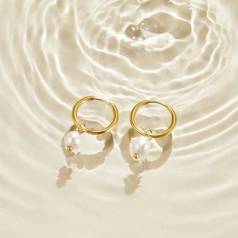 Freshwater Pearl Bella Hoop Earrings - Image 8