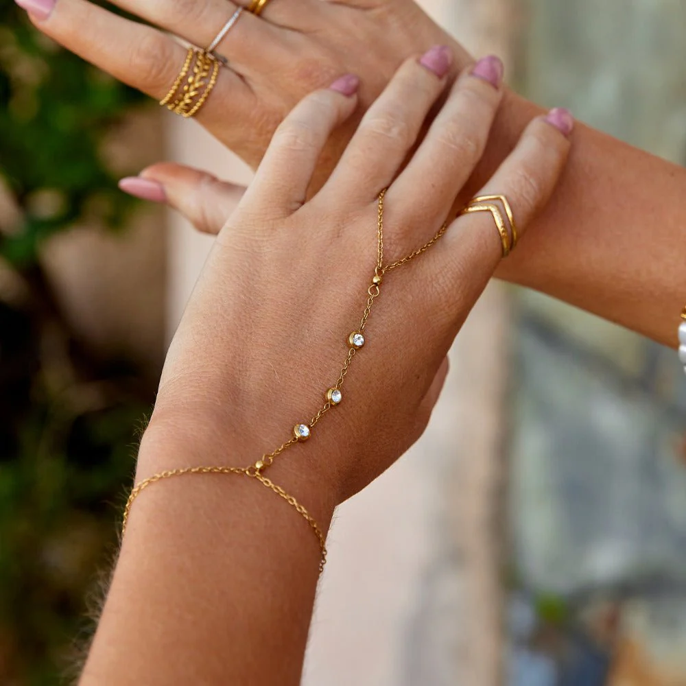 Freya Crystal Hand Chain Bracelet - Image 2