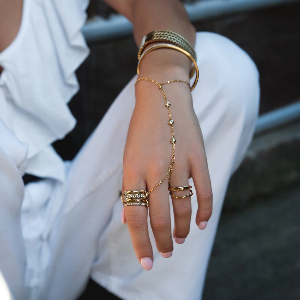 Freya Crystal Hand Chain Bracelet - Image 3