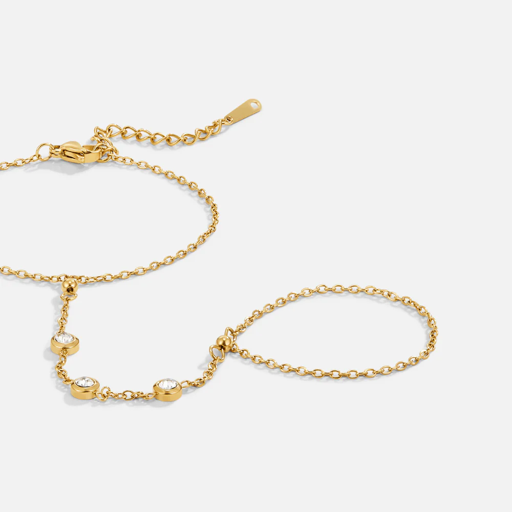 Freya Crystal Hand Chain Bracelet - Image 6