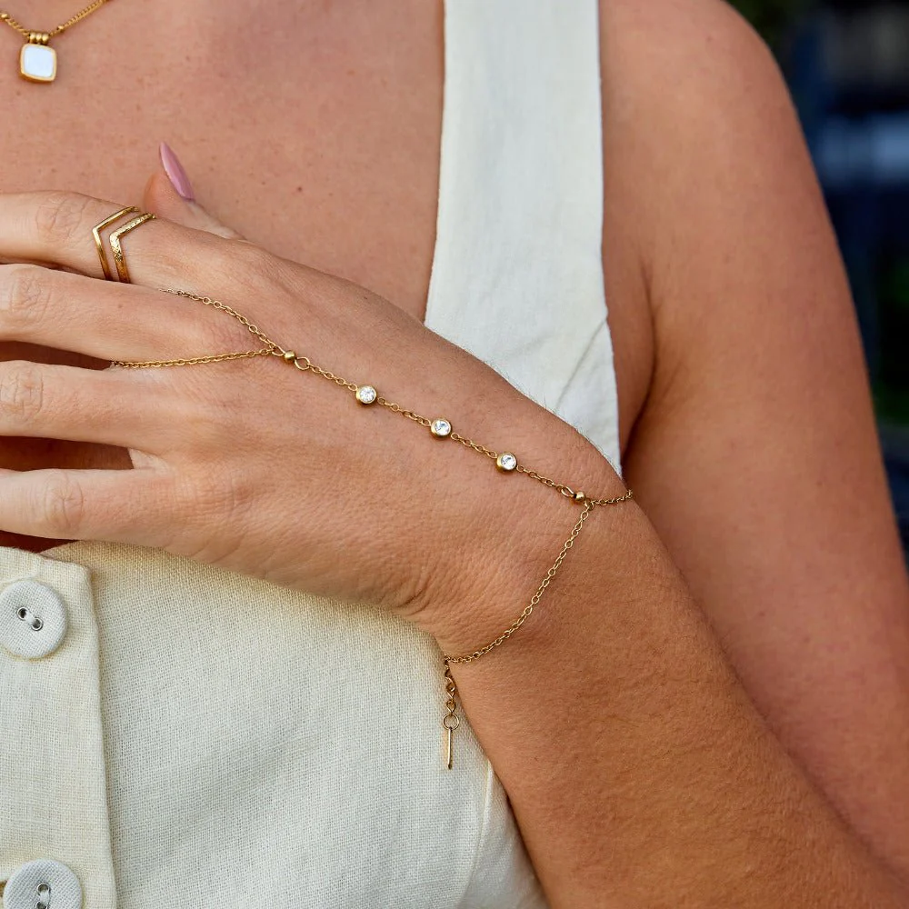 Freya Crystal Hand Chain Bracelet - Image 7