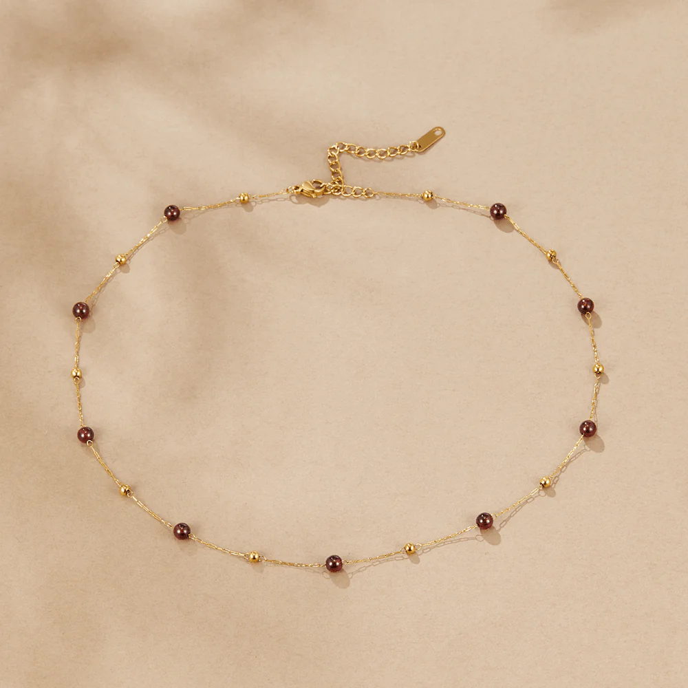 Garnet Wine Red Bead Necklace - Image 4
