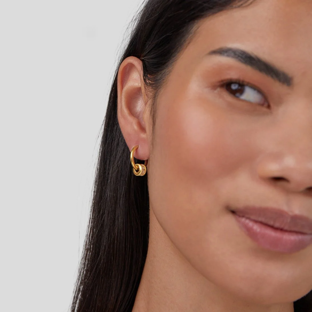 Gigi Crystal 18K Gold Hoop Earrings - Image 2