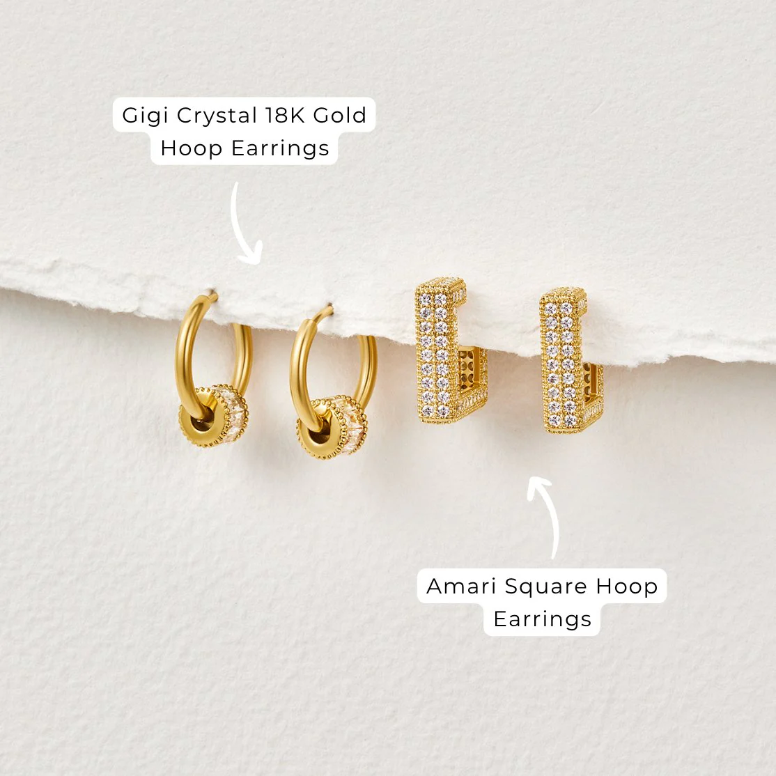 Gigi Crystal 18K Gold Hoop Earrings - Image 8