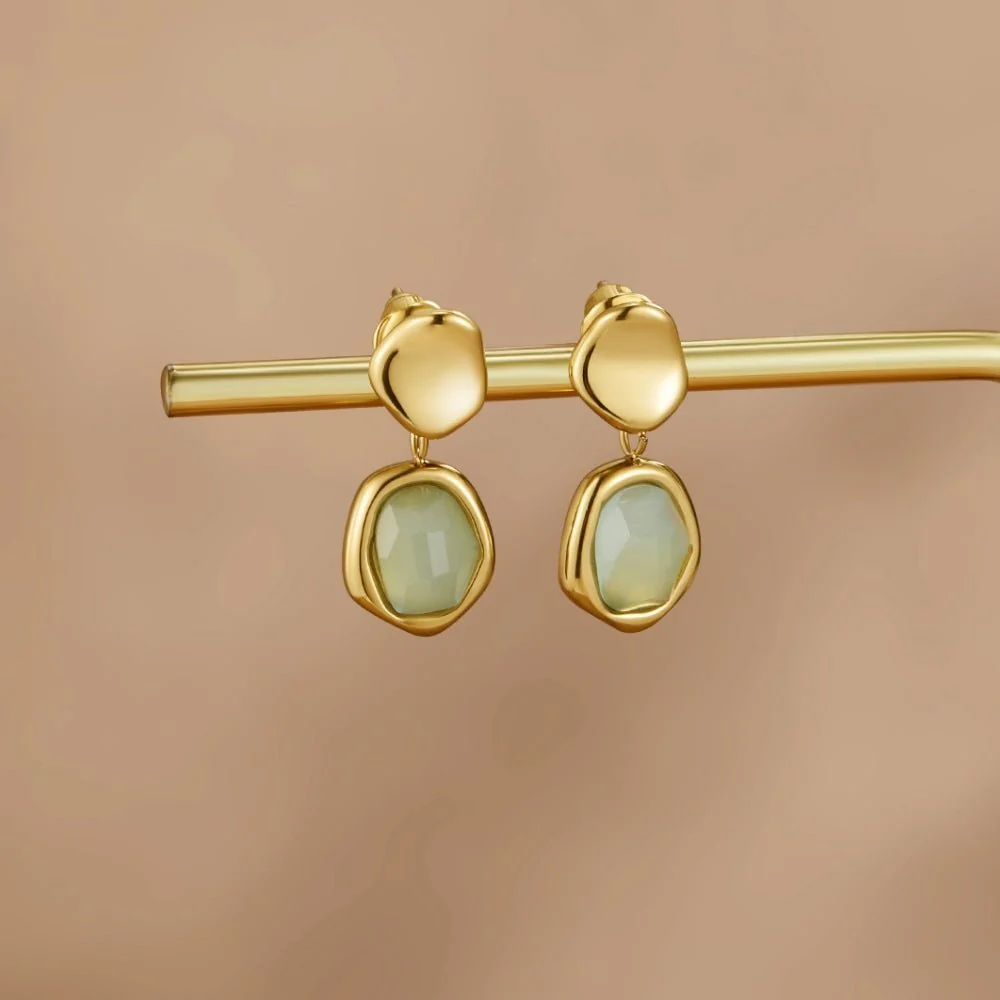Gold Aquamarine Drop Earrings