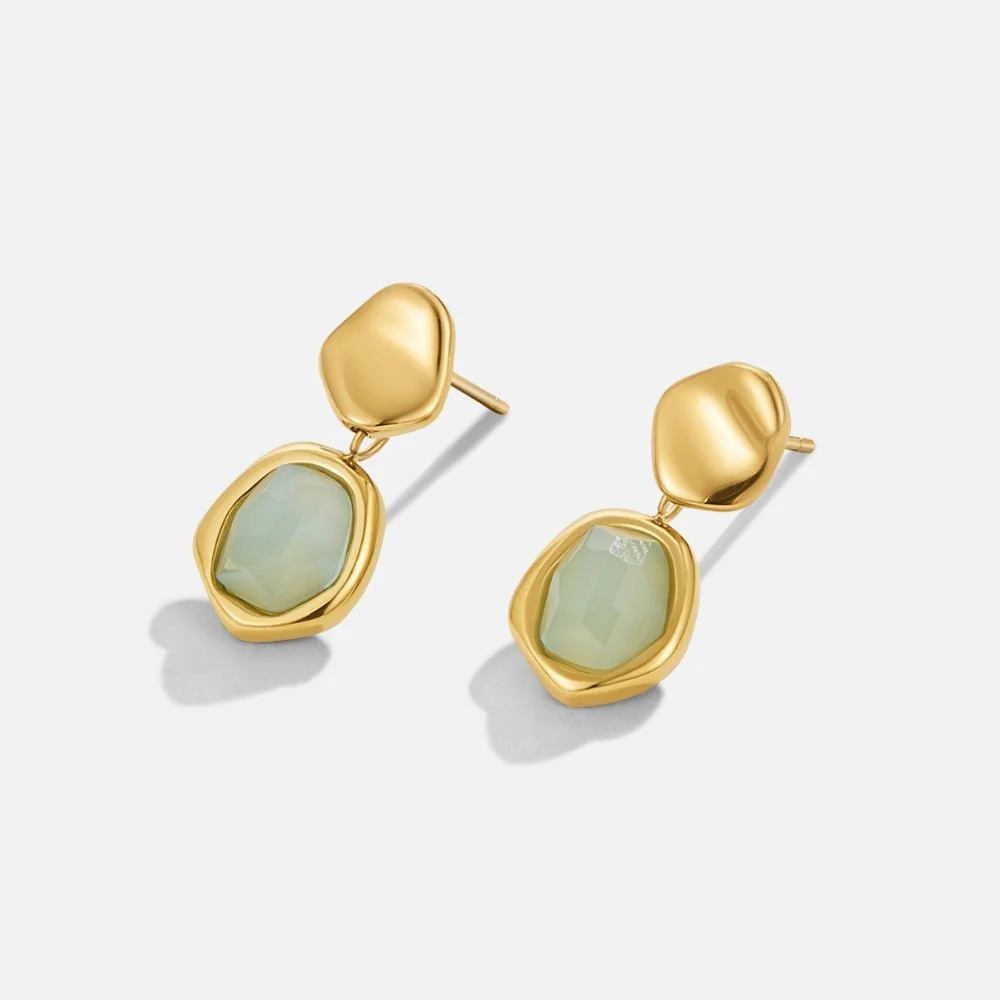 Gold Aquamarine Drop Earrings - Image 4