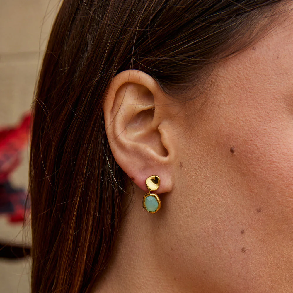 Gold Aquamarine Drop Earrings - Image 6