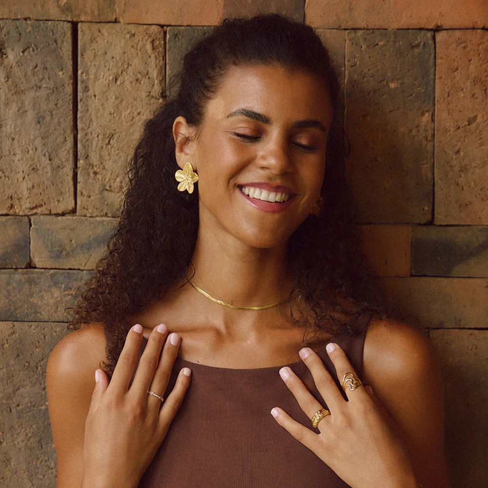 Gold Blossom Earrings - Image 4