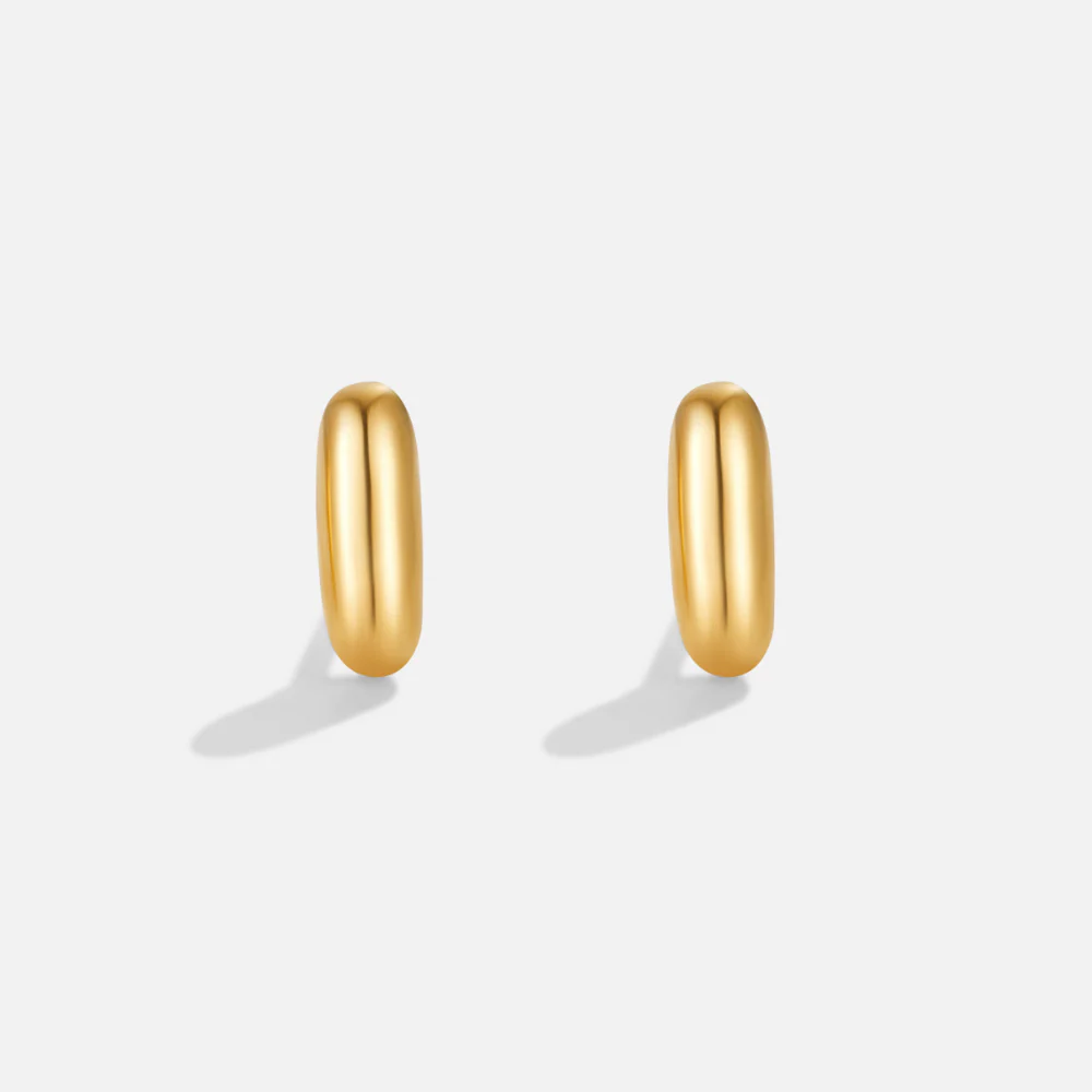 Gold Bubble Letter Earrings - Image 11