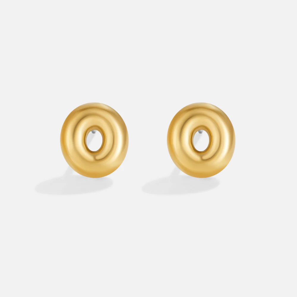 Gold Bubble Letter Earrings - Image 17
