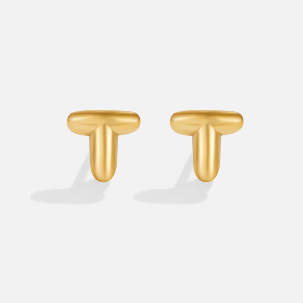 Gold Bubble Letter Earrings - Image 22