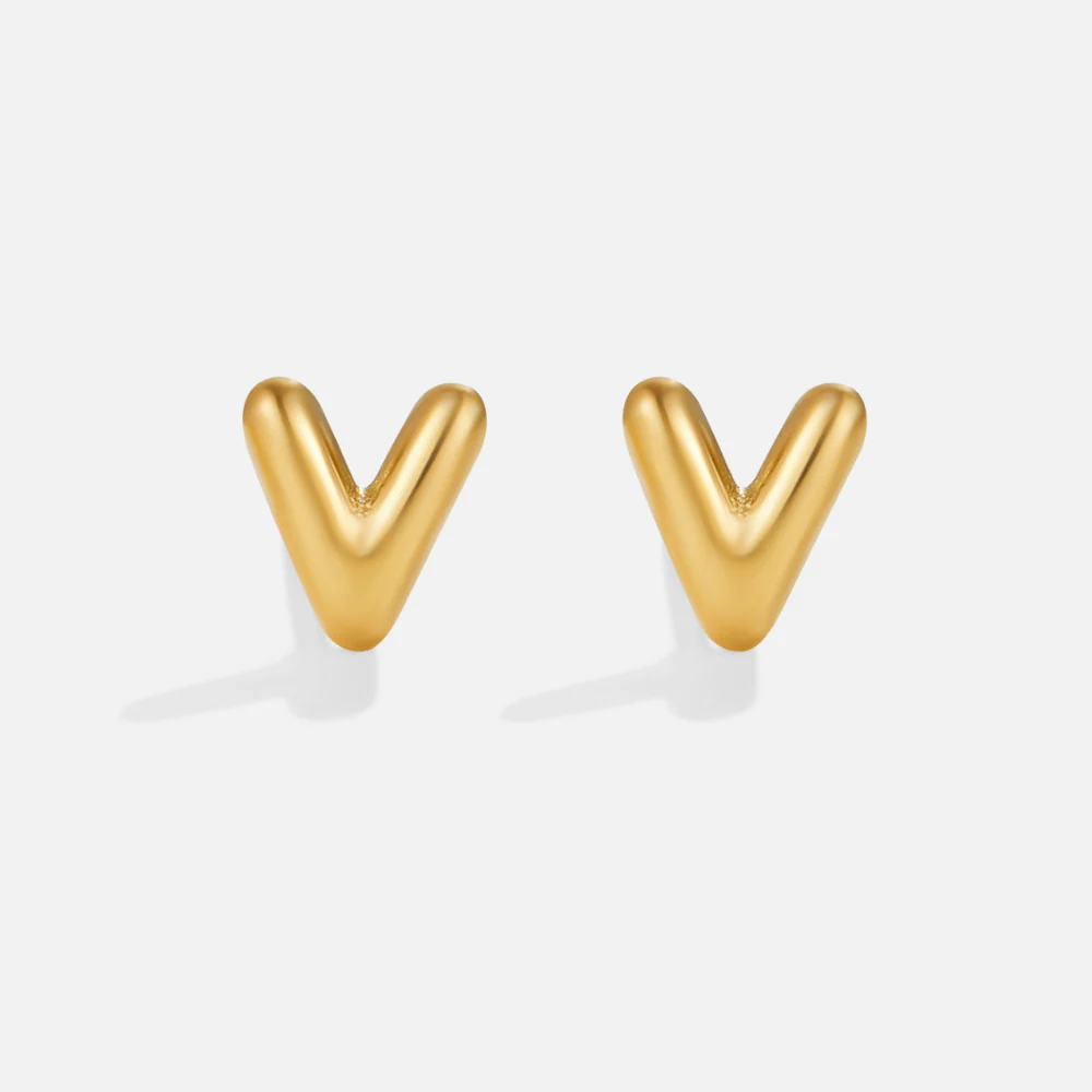Gold Bubble Letter Earrings - Image 24