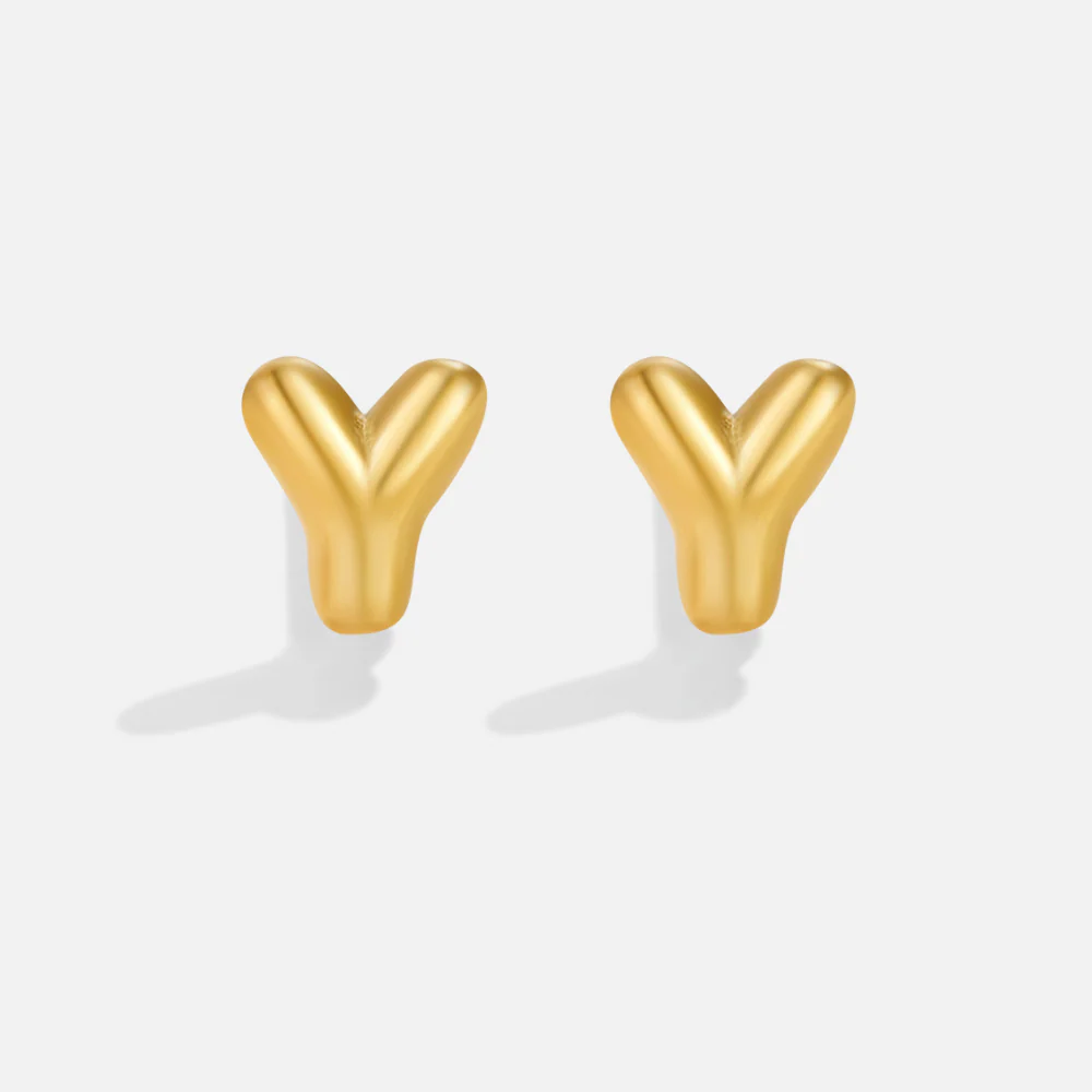 Gold Bubble Letter Earrings - Image 27