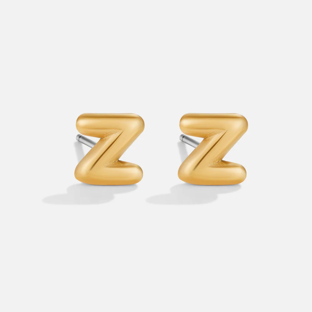 Gold Bubble Letter Earrings - Image 28