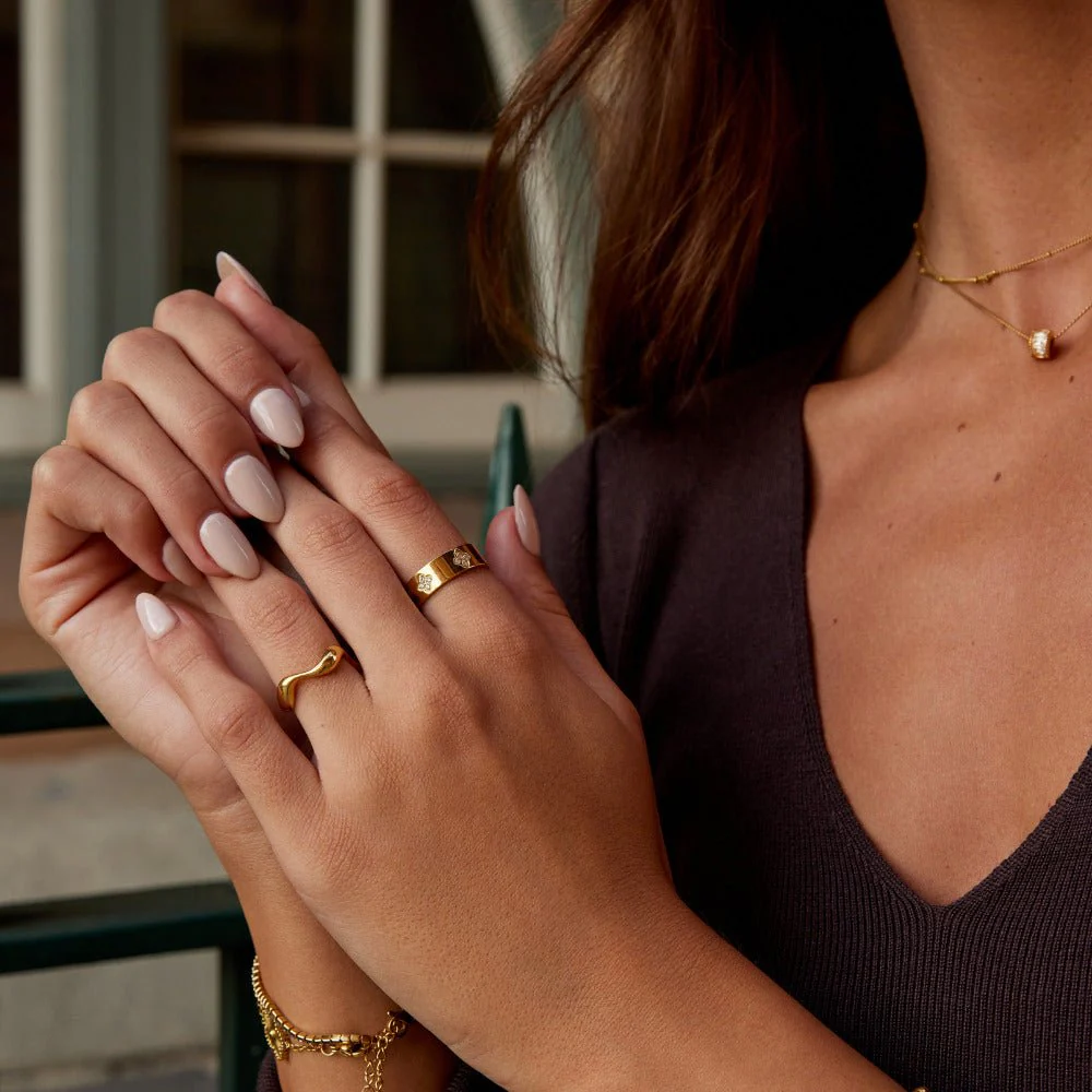 Gold Crystal Clover Band Ring - Image 5
