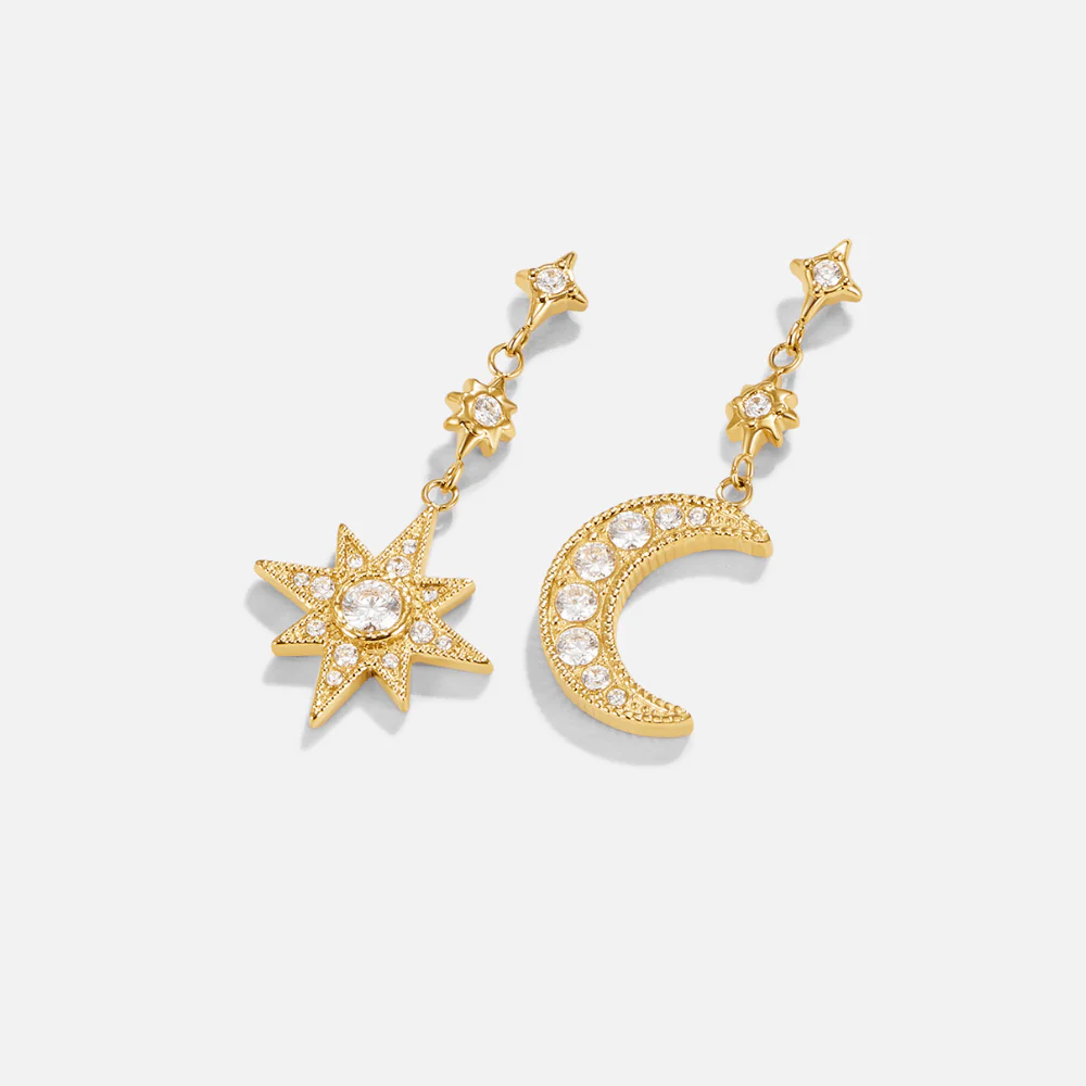 Gold Crystal Moon & Star Earrings - Image 4