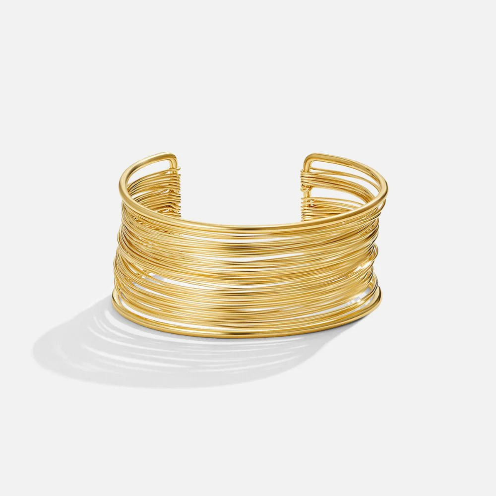 Gold Leona Wide Cuff Bangle - Image 4