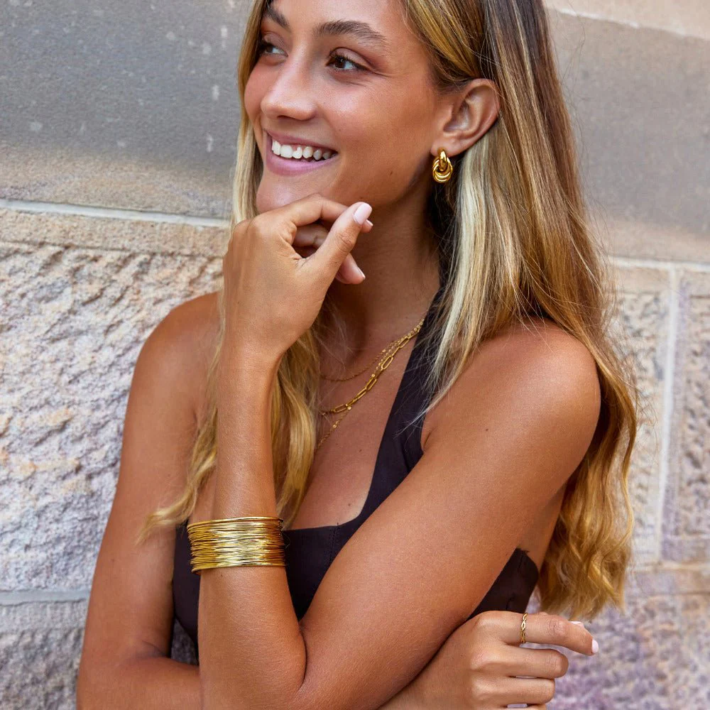 Gold Leona Wide Cuff Bangle - Image 5