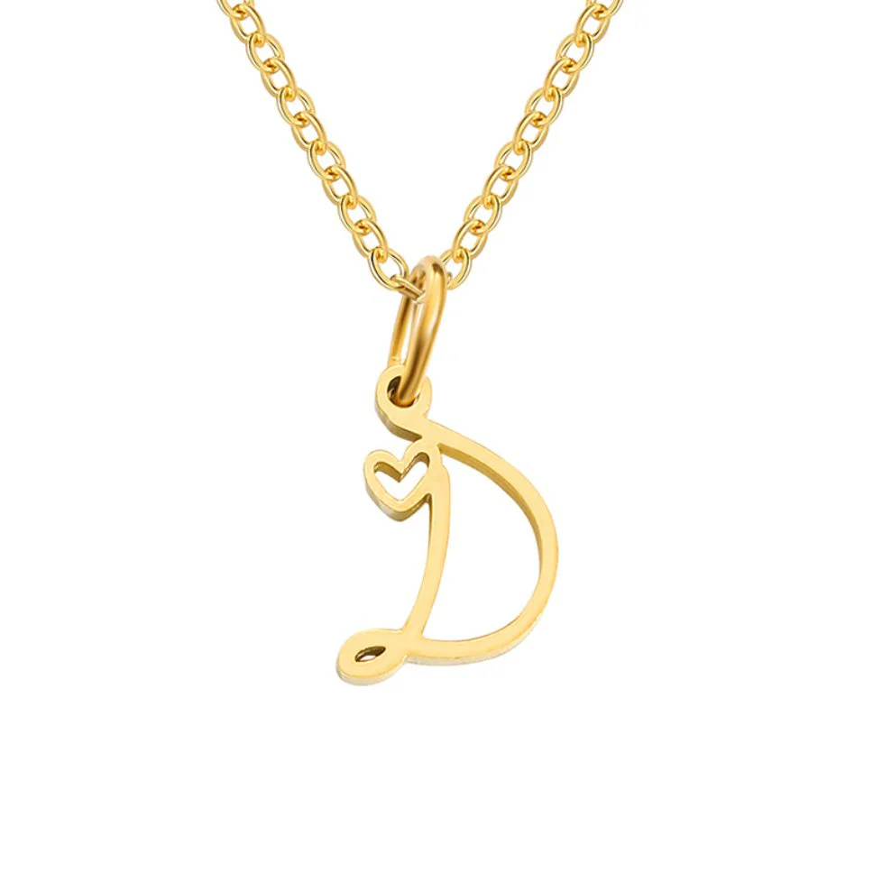 Gold Letter Heart Necklace - Image 11