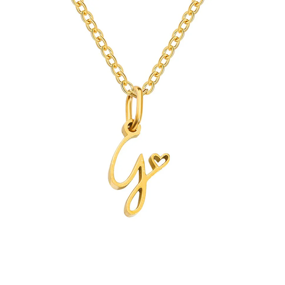 Gold Letter Heart Necklace - Image 14