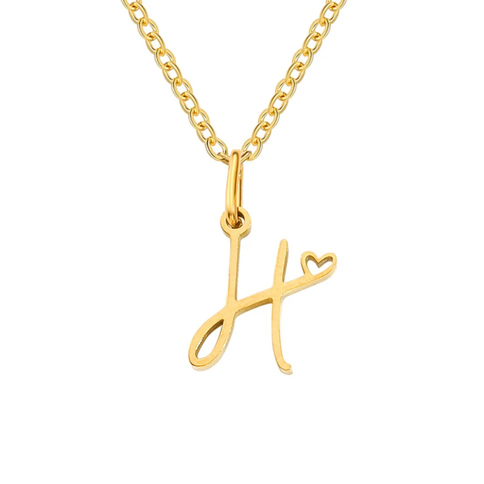 Gold Letter Heart Necklace - Image 15