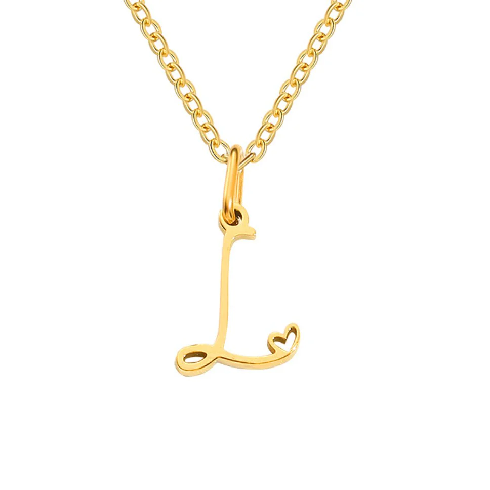 Gold Letter Heart Necklace - Image 19