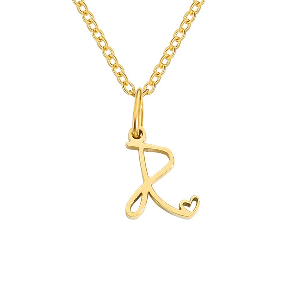 Gold Letter Heart Necklace - Image 25