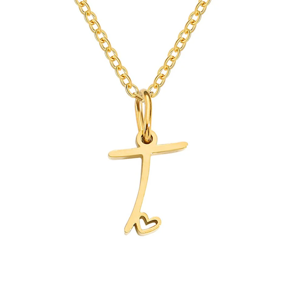 Gold Letter Heart Necklace - Image 27