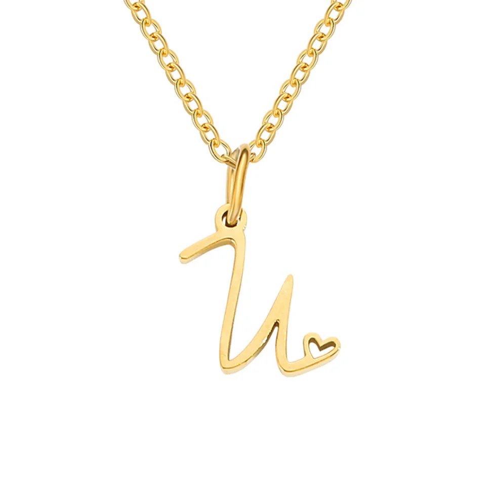 Gold Letter Heart Necklace - Image 28