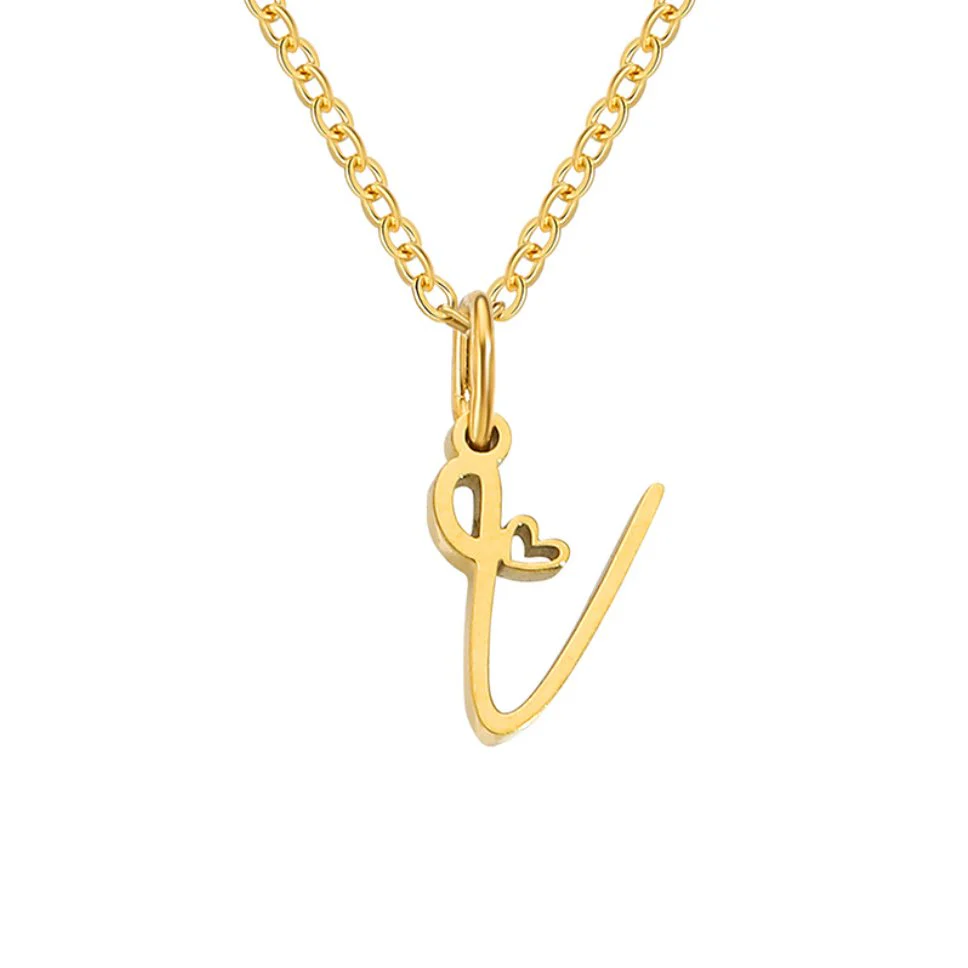 Gold Letter Heart Necklace - Image 29