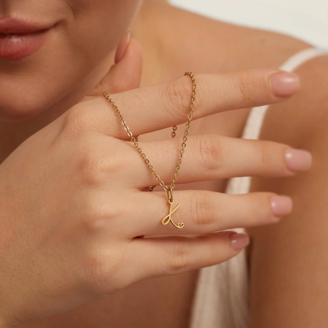 Gold Letter Heart Necklace - Image 3