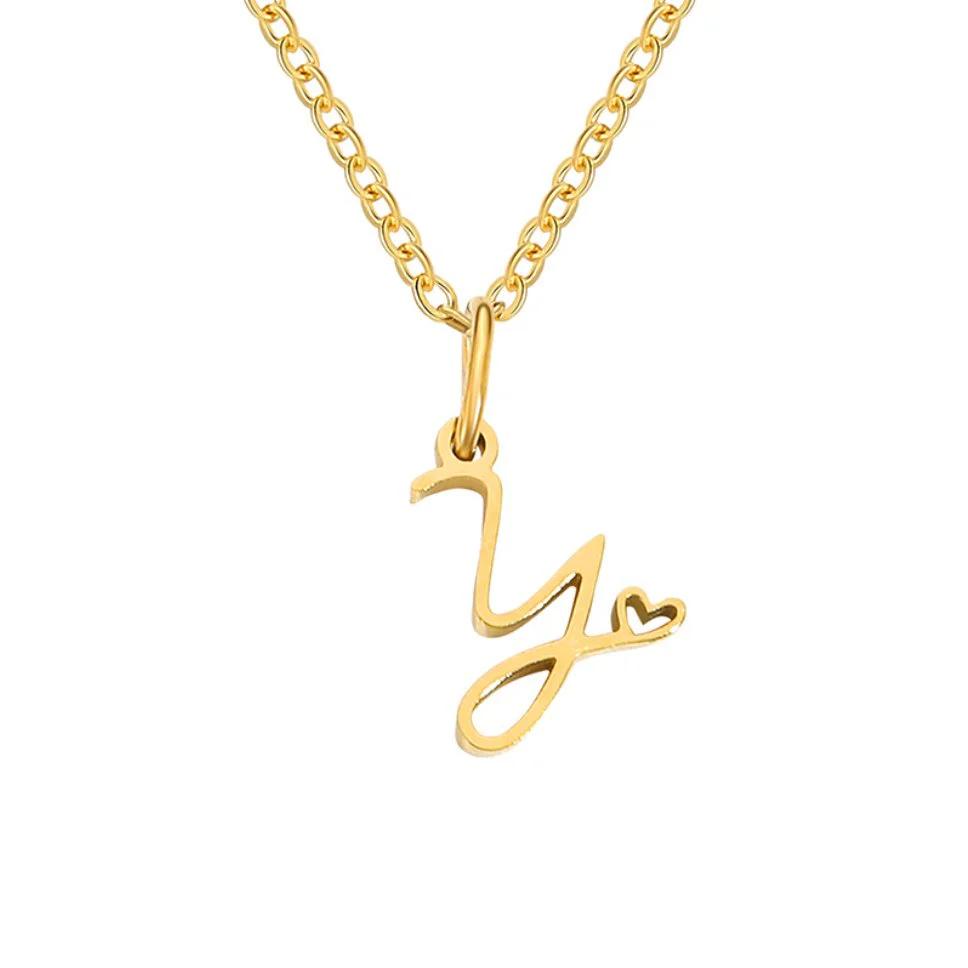 Gold Letter Heart Necklace - Image 32