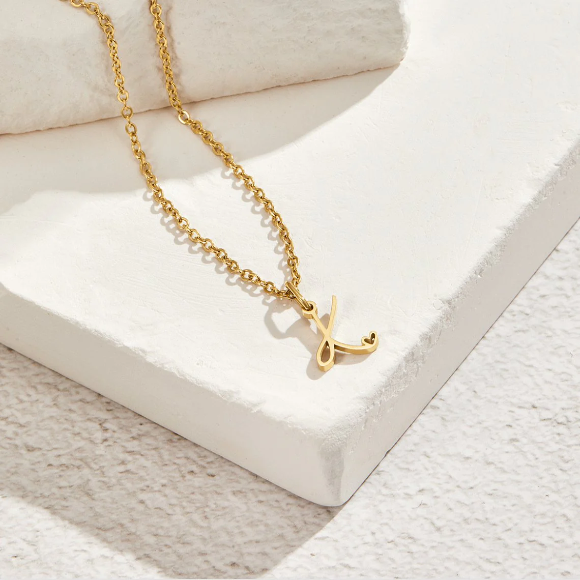 Gold Letter Heart Necklace - Image 4