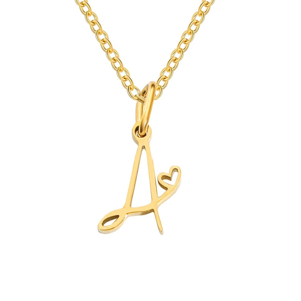Gold Letter Heart Necklace - Image 6