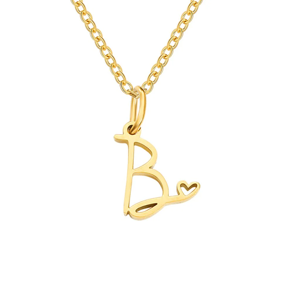 Gold Letter Heart Necklace - Image 9