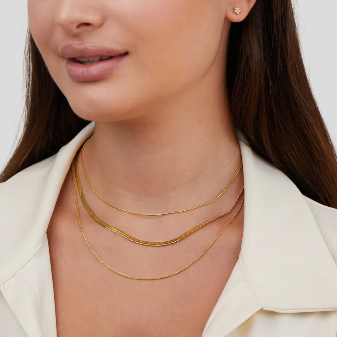 Gold Multi-Layered Chain  Necklace - Image 3