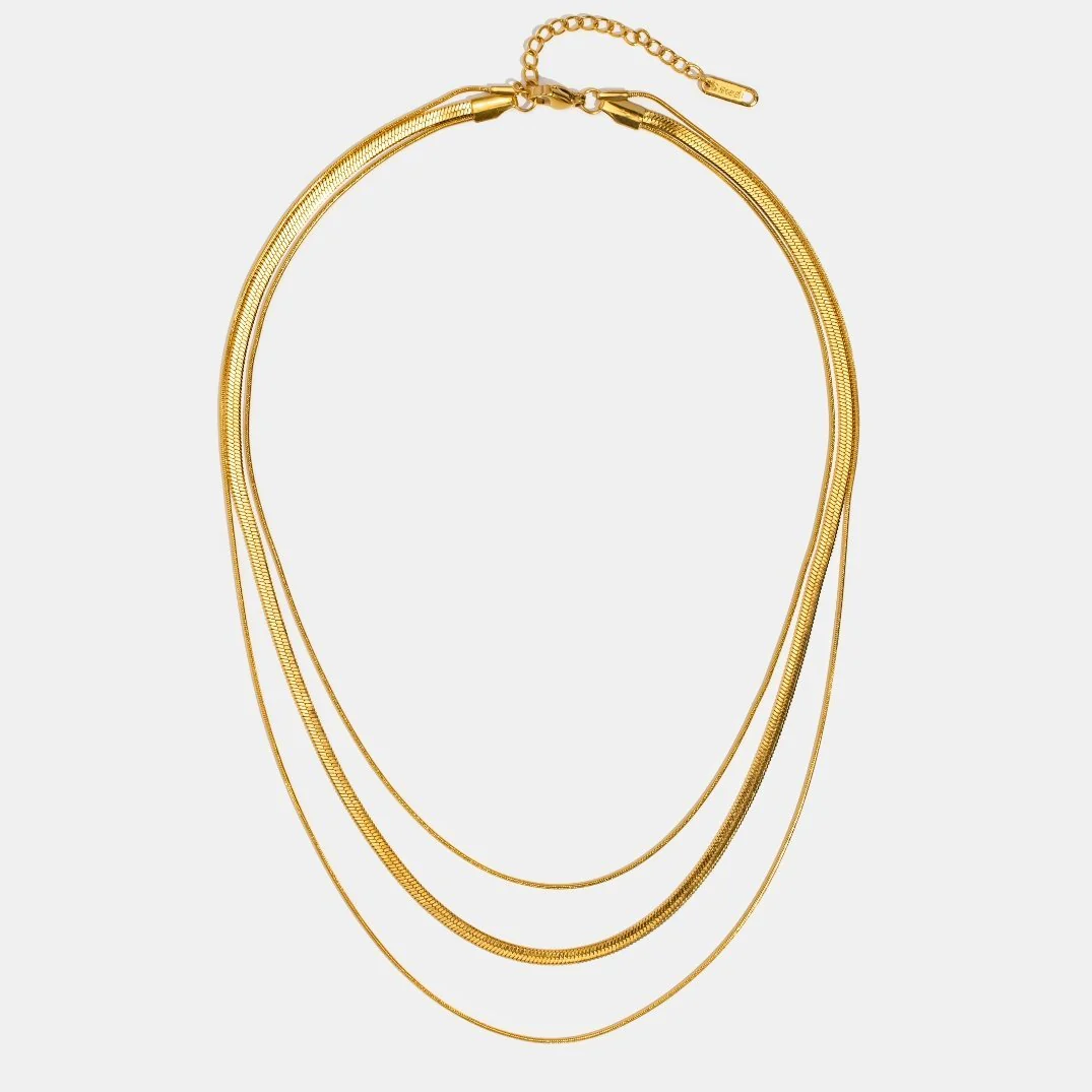 Gold Multi-Layered Chain  Necklace - Image 4