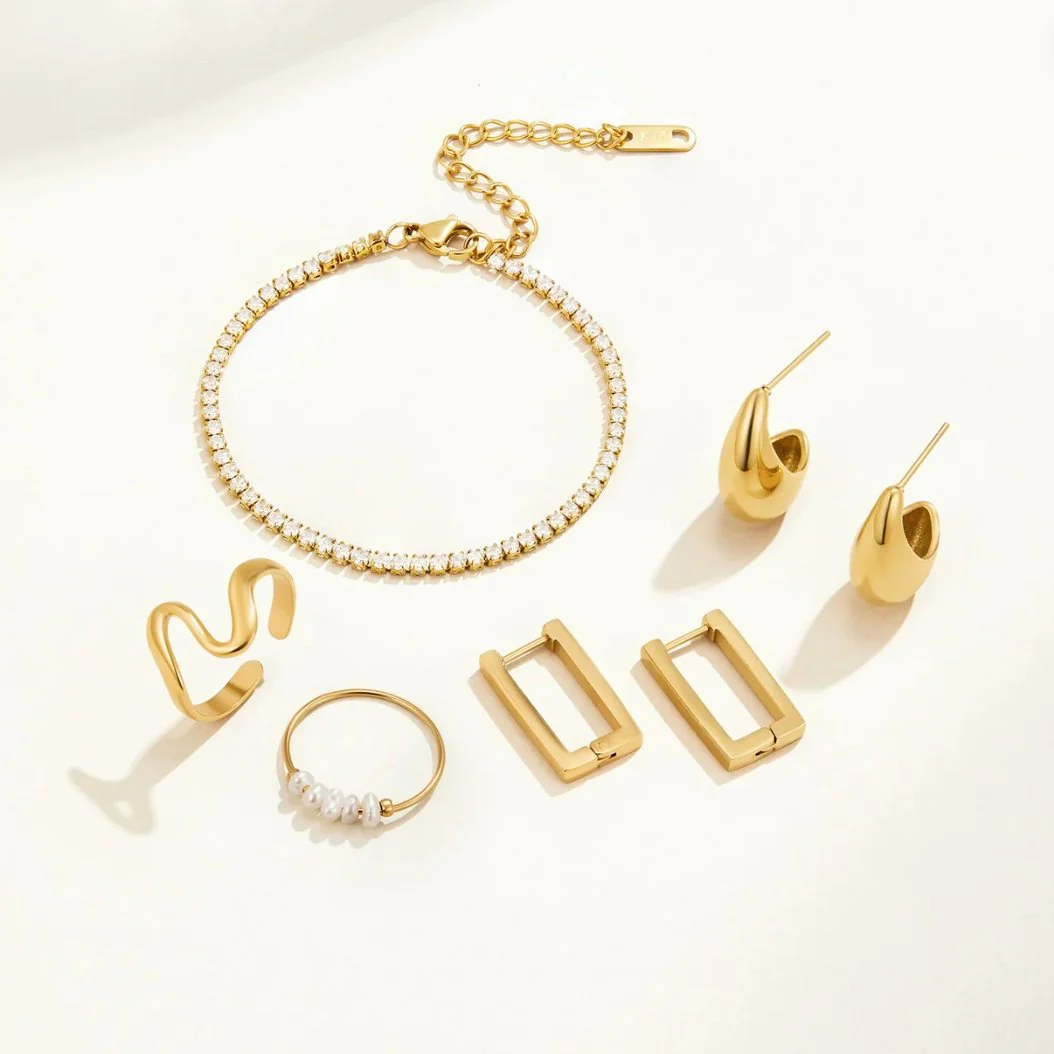 Gold Rectangle Hoop Earrings - Image 6
