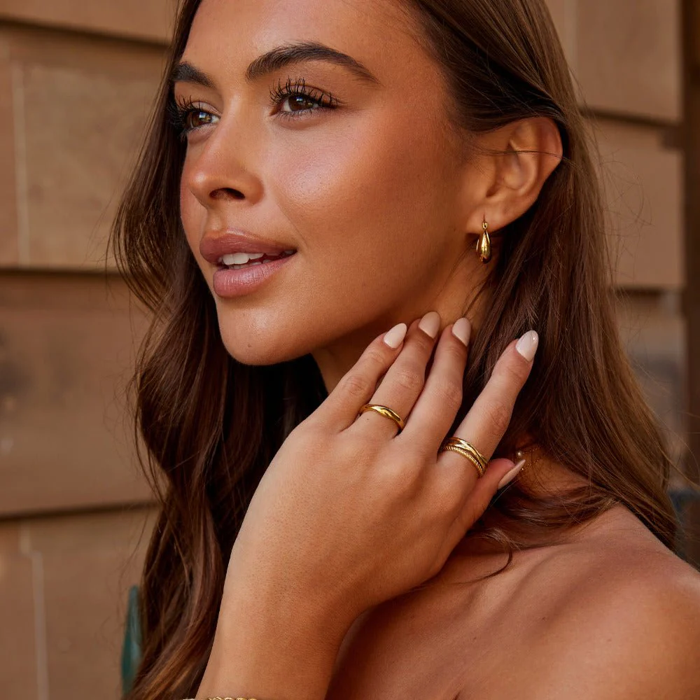 Gold Serenity Hoop Earrings - Image 5