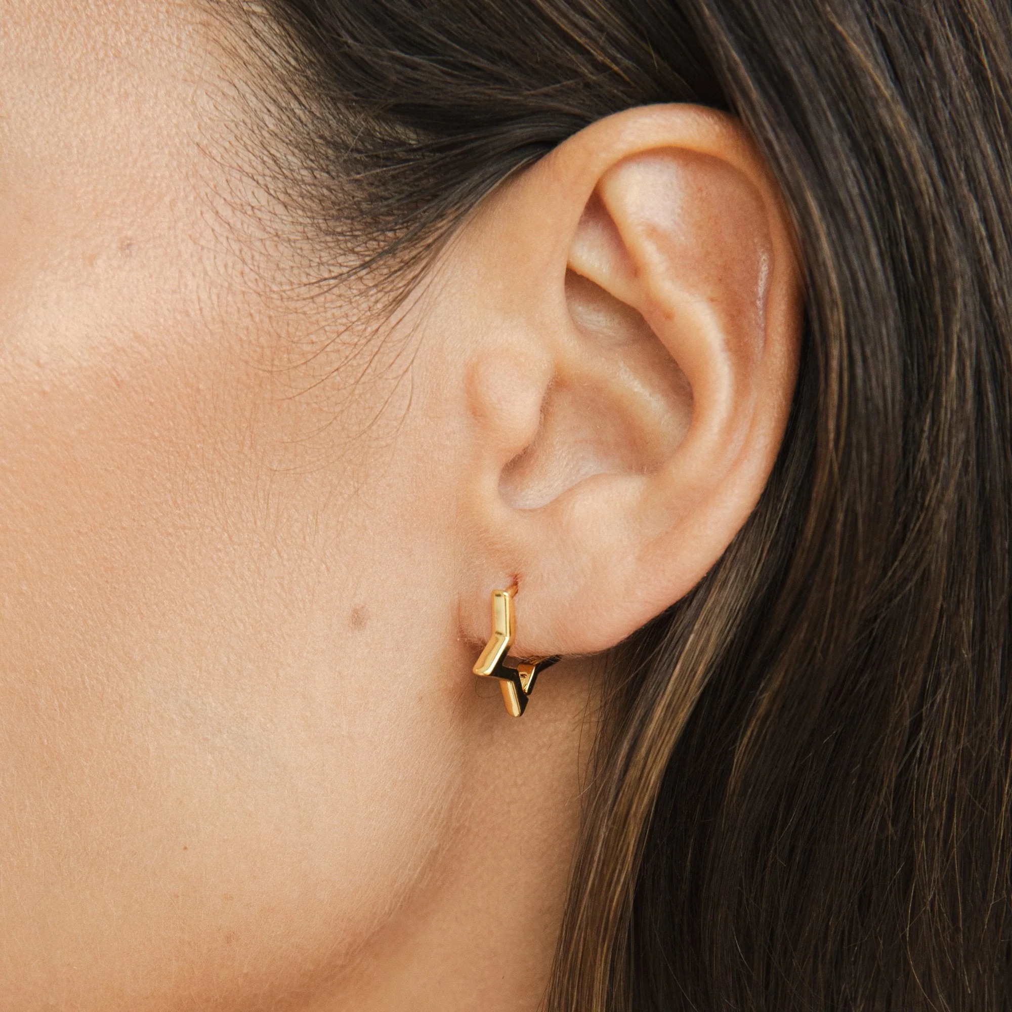 Gold Star Hoop Earrings - Image 2