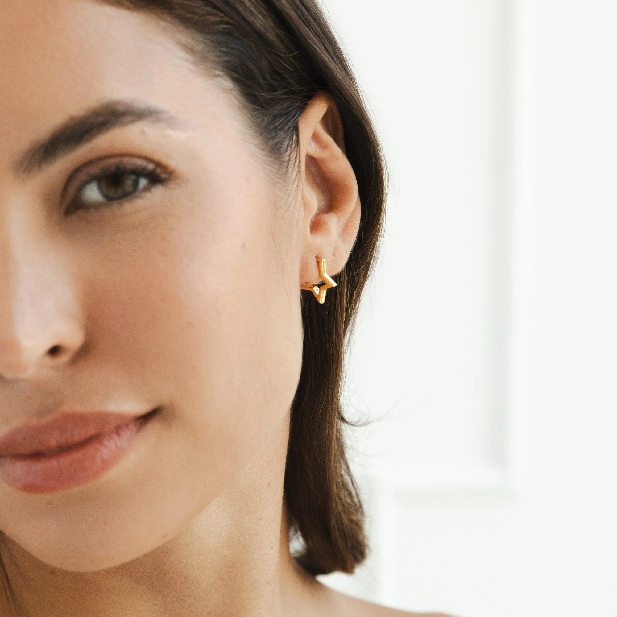 Gold Star Hoop Earrings - Image 3