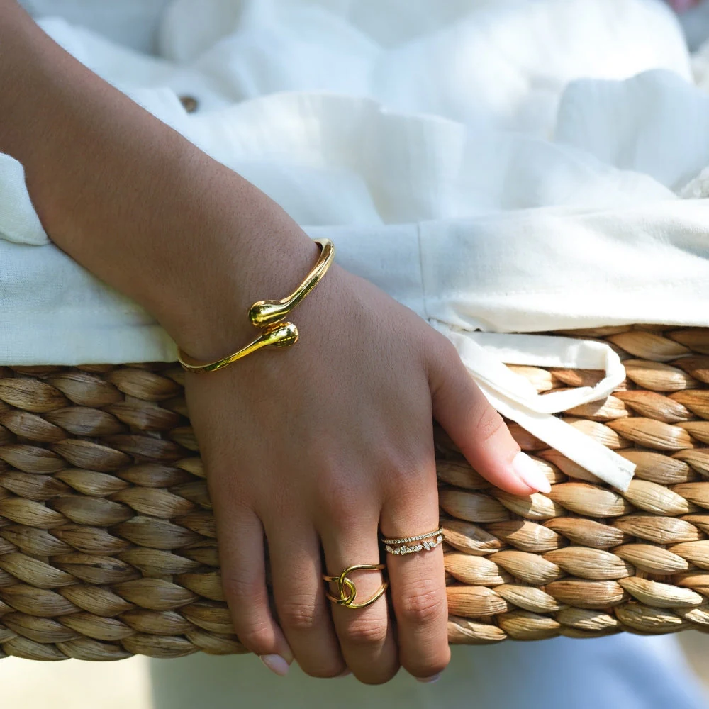 Gold Teardrop Bangle - Image 3