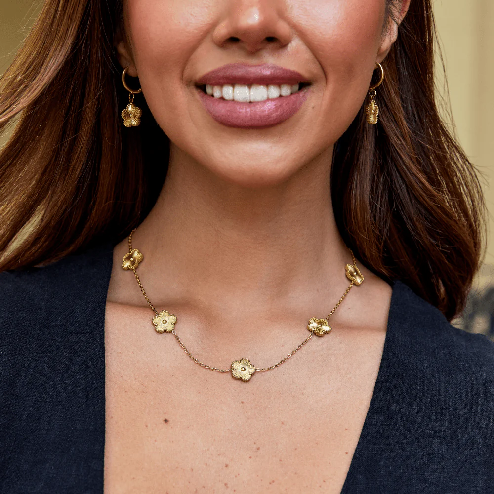 Golden Clover Cluster Necklace - Image 2