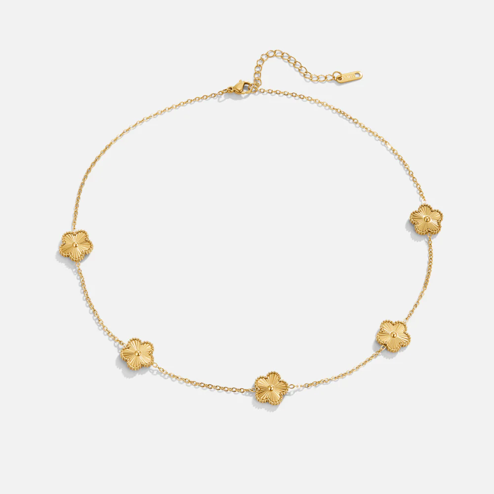 Golden Clover Cluster Necklace - Image 4